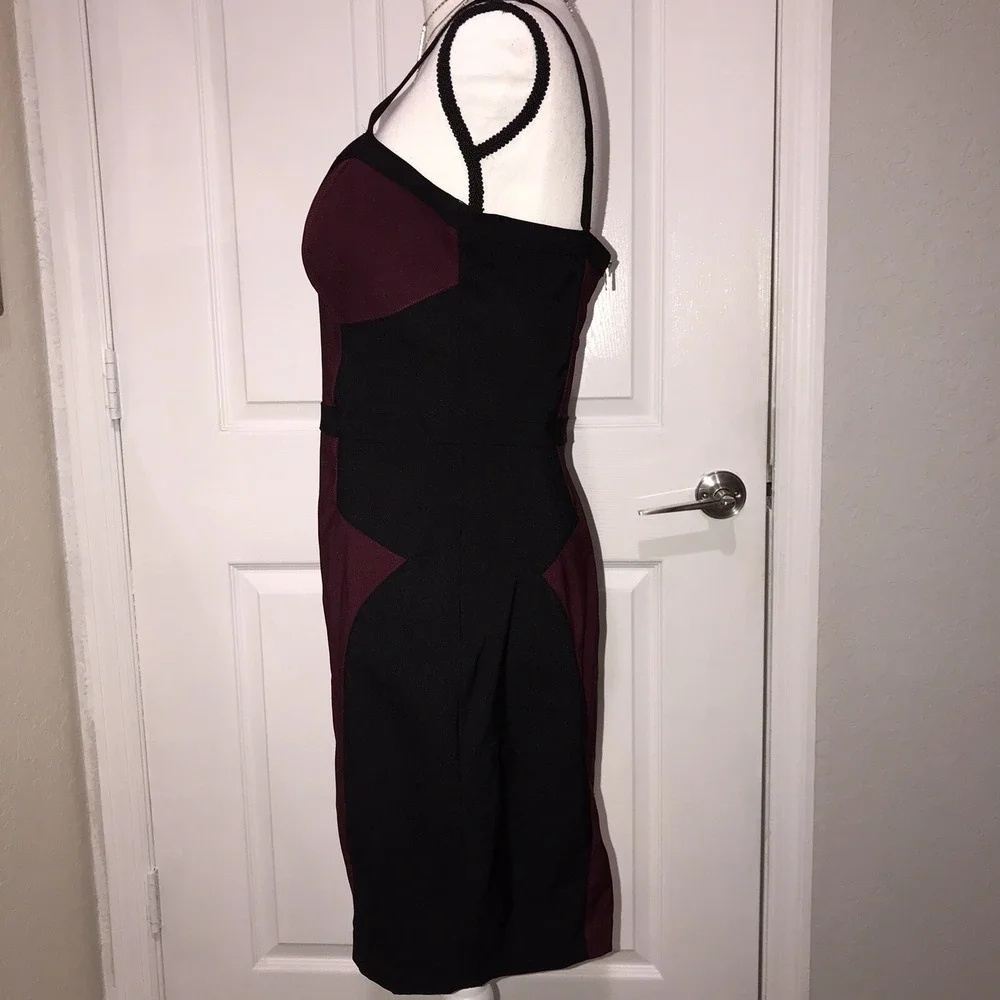 XOXO Colorblock Black Burgundy Sweetheart Neckline Spaghetti Strap Dress Sz 9/10 - Picture 8 of 13